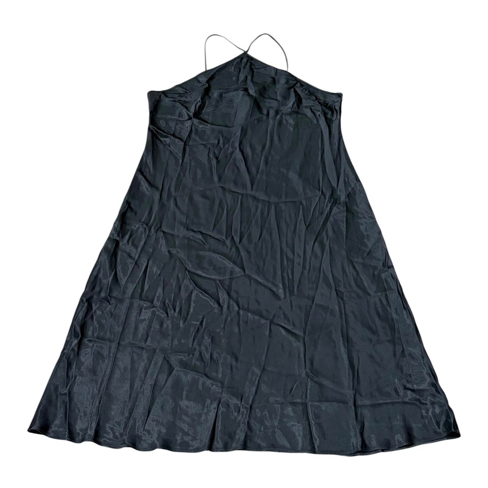J Crew Collection Black Satin Halter Slip Dress Luster Crepe BR486 Plus 24 Ankle